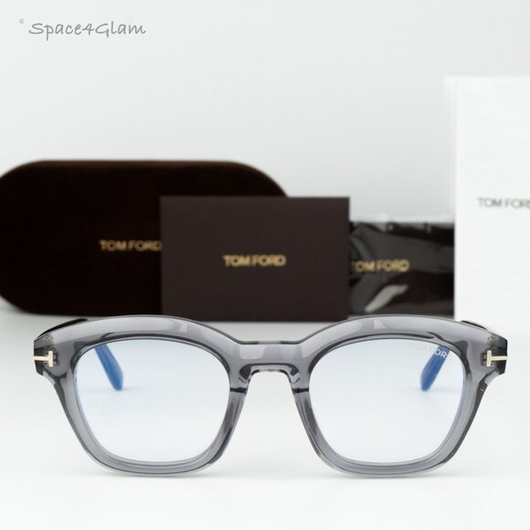 Tom Ford Men Eyeglasses Clear Grey Blue Light Block FT5961-B 020 NEW AUTHENTIC - Picture 1 of 8